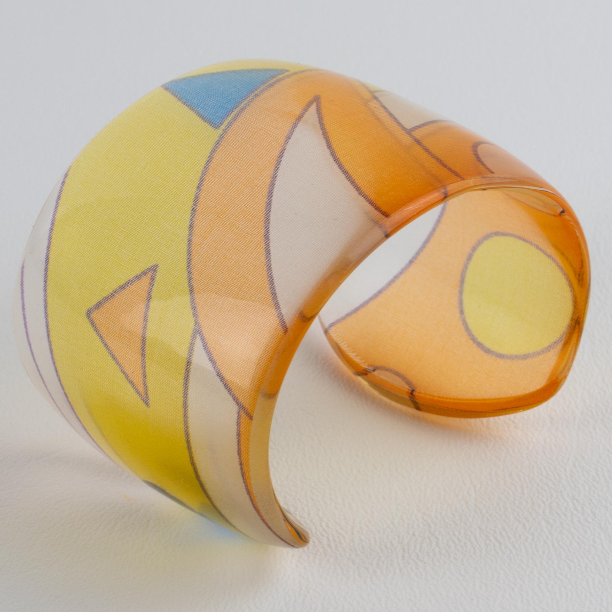 Bracciale Bangle in resina acrilica Sanalitro Milano con sciarpa di seta pastello in vendita 2