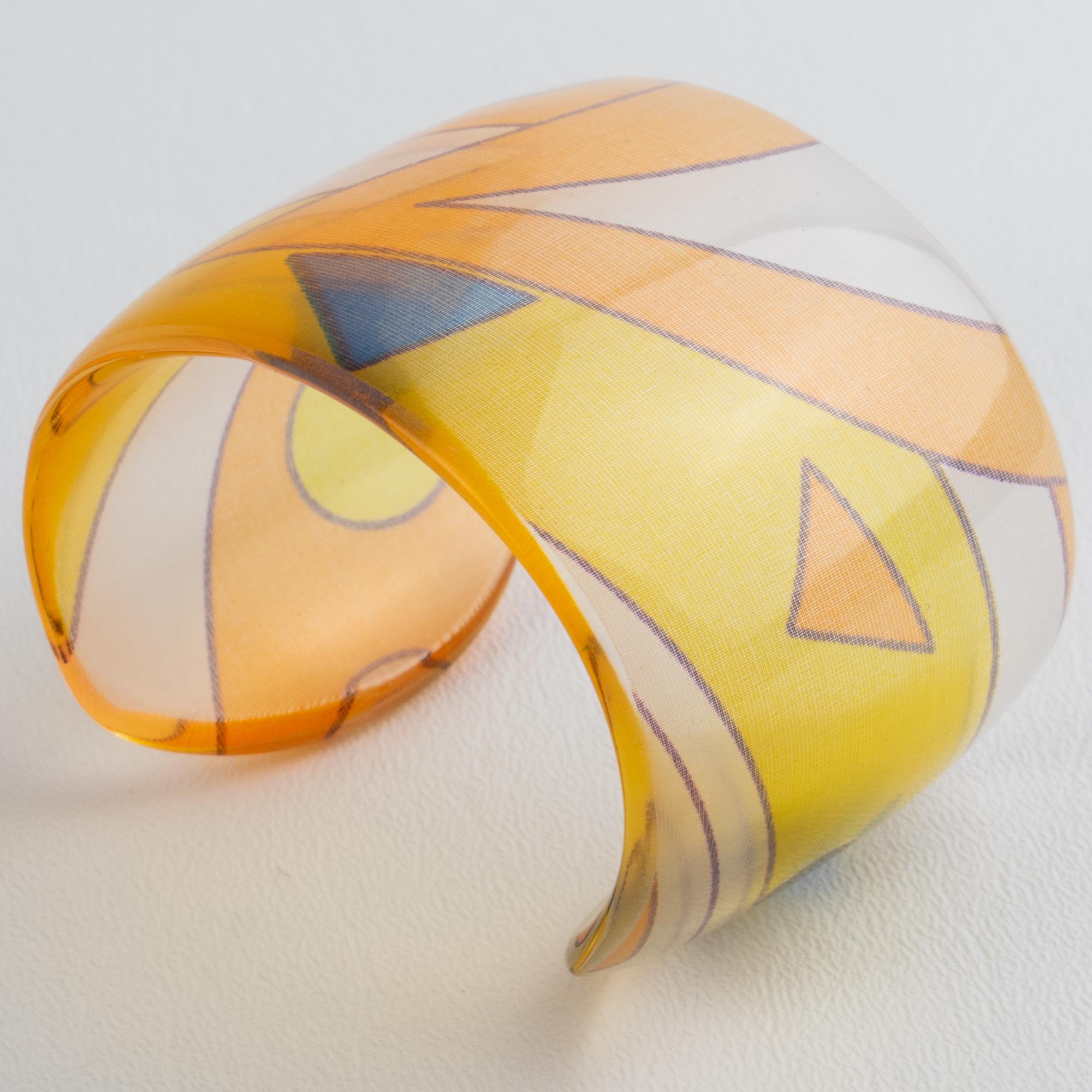 Bracciale Bangle in resina acrilica Sanalitro Milano con sciarpa di seta pastello in vendita 3