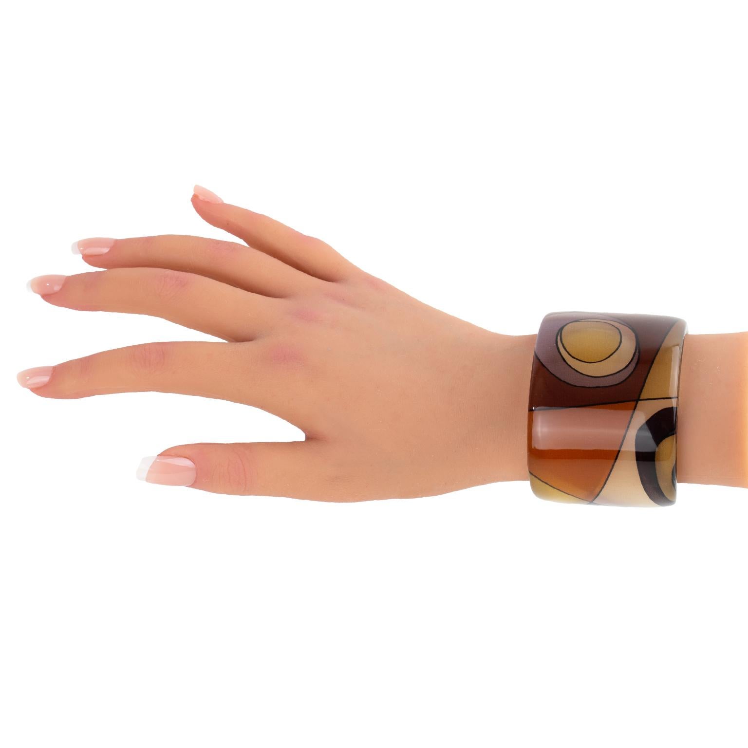 Bracciale Bangle in lucite Sanalitro Milano con sciarpa di seta Revival anni '70 in vendita 7