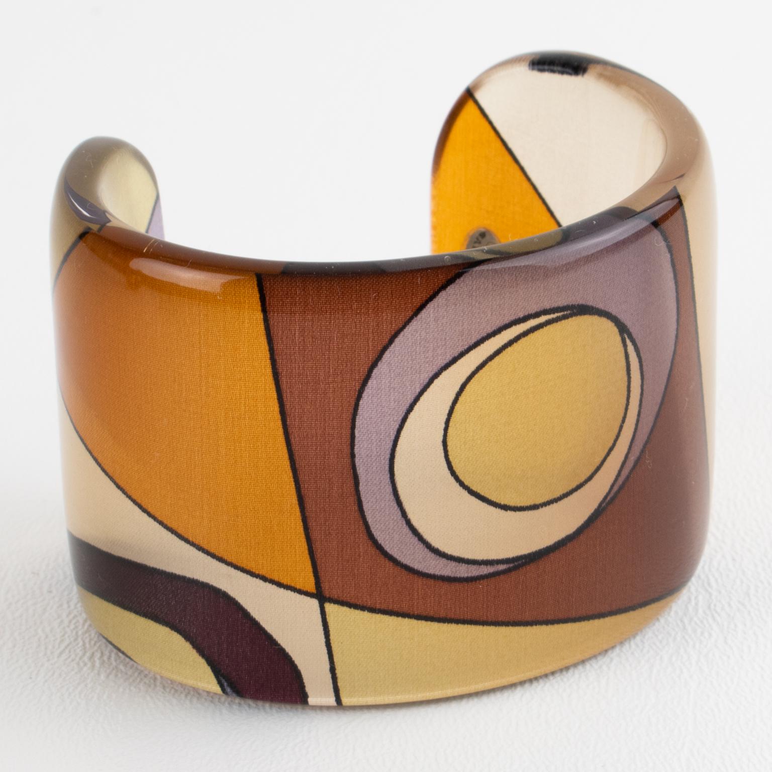 Moderno Bracciale Bangle in lucite Sanalitro Milano con sciarpa di seta Revival anni '70 in vendita