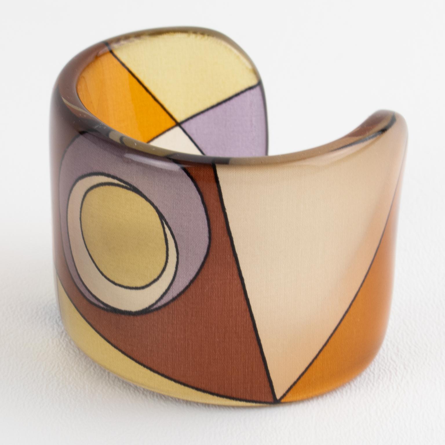 Bracciale Bangle in lucite Sanalitro Milano con sciarpa di seta Revival anni '70 In condizioni ottime in vendita a Atlanta, GA