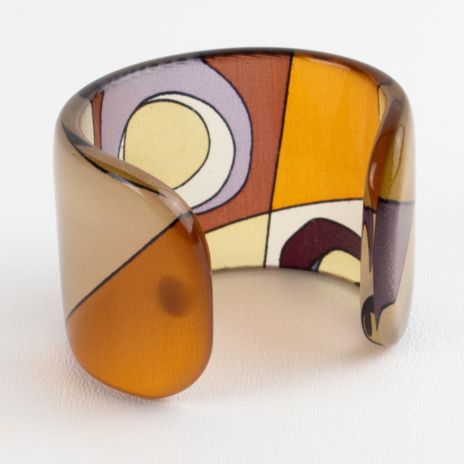 da uomo o donna Bracciale Bangle in lucite Sanalitro Milano con sciarpa di seta Revival anni '70 in vendita