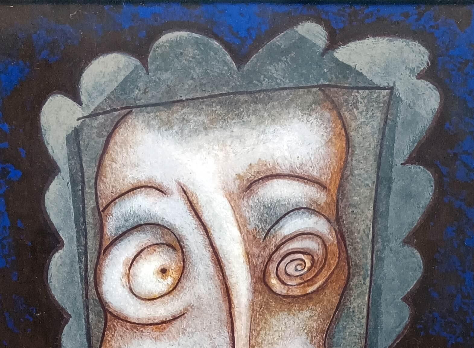 Defeated, Figurative, Tempera on Paper by Sanat Kar 