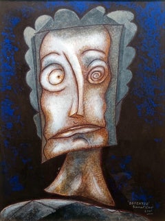 Defeated, Figurative, Tempera on Paper by Sanat Kar "En stock"