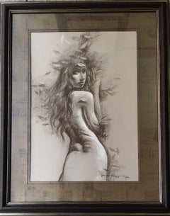 Nude Woman, Conte & Dry Pastel on Paper by Sanatan Dinda "In Stock"
