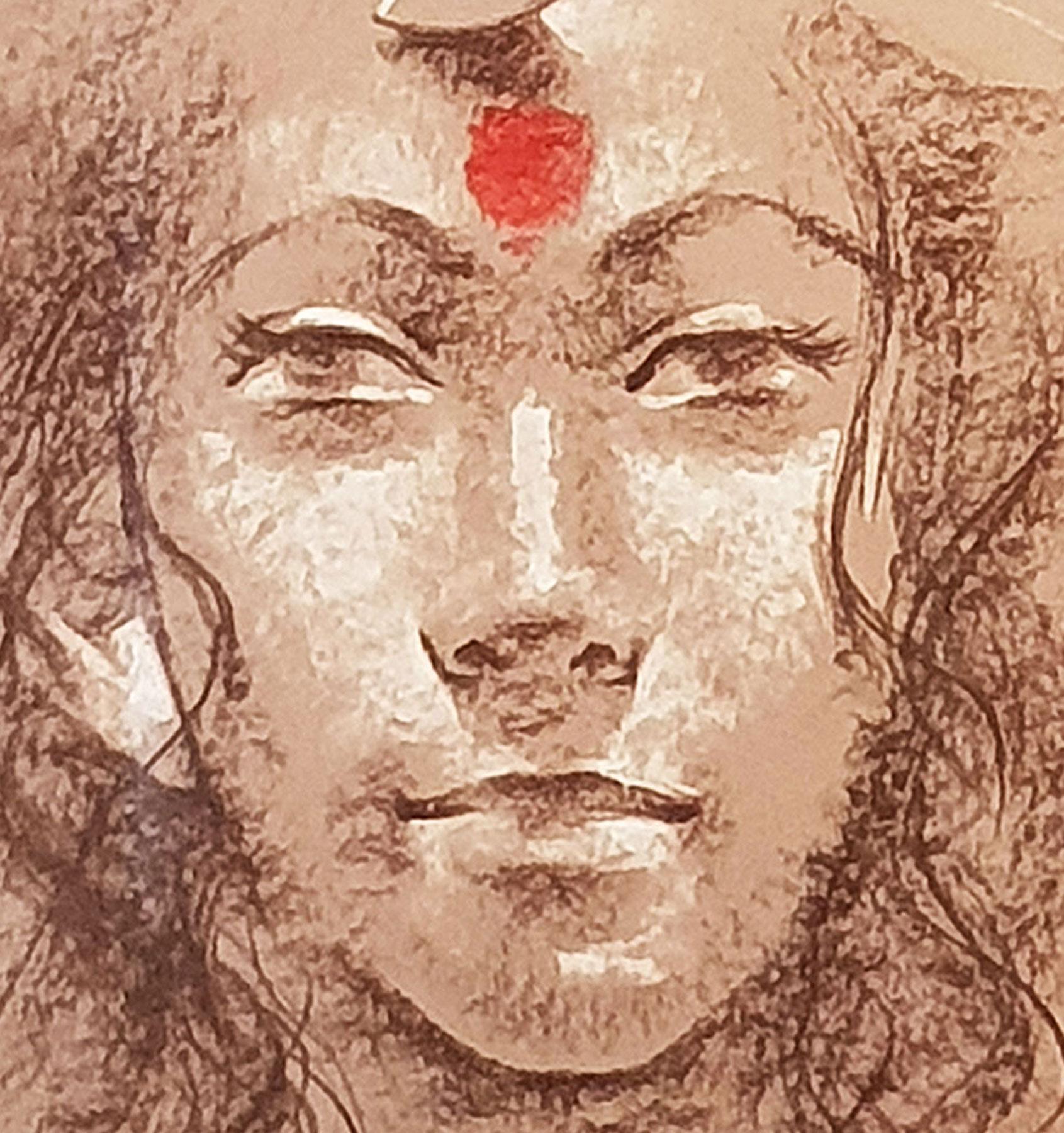 Sanatan Dinda - DEVI - 11 x 8.5 inches (unframed size)
Conte on acid free paper.
Inclusive of shipment in roll form. 

Style : Sanatan Dinda discovers the beautiful a midst the ruins of a dilapidated city; his work becomes lyrical while he puts his