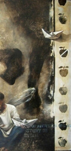 Yeogopurush:: Ölgemälde:: Grau:: Schwarz:: Weiß:: Blau von Sanatan Dinda:: auf Lager