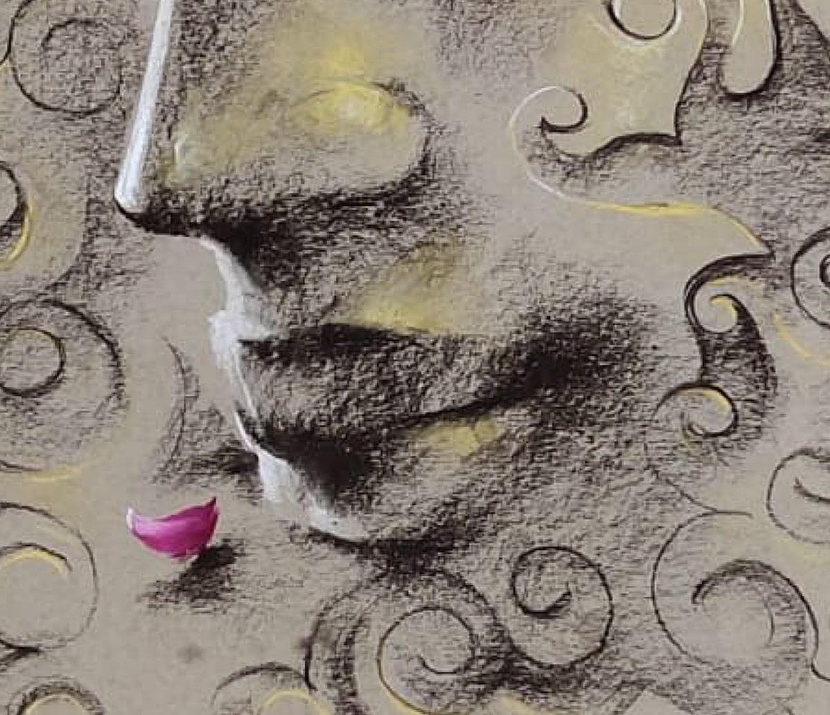 Yugpurush, Bouddha, Conte et Pastel sec sur papier, artiste contemporain « en stock » - Contemporain Painting par Sanatan Dinda