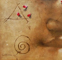 Yugpurush, Buda, Hombre iluminado, Acrílico, Marrón por Artista indio "En Stock"