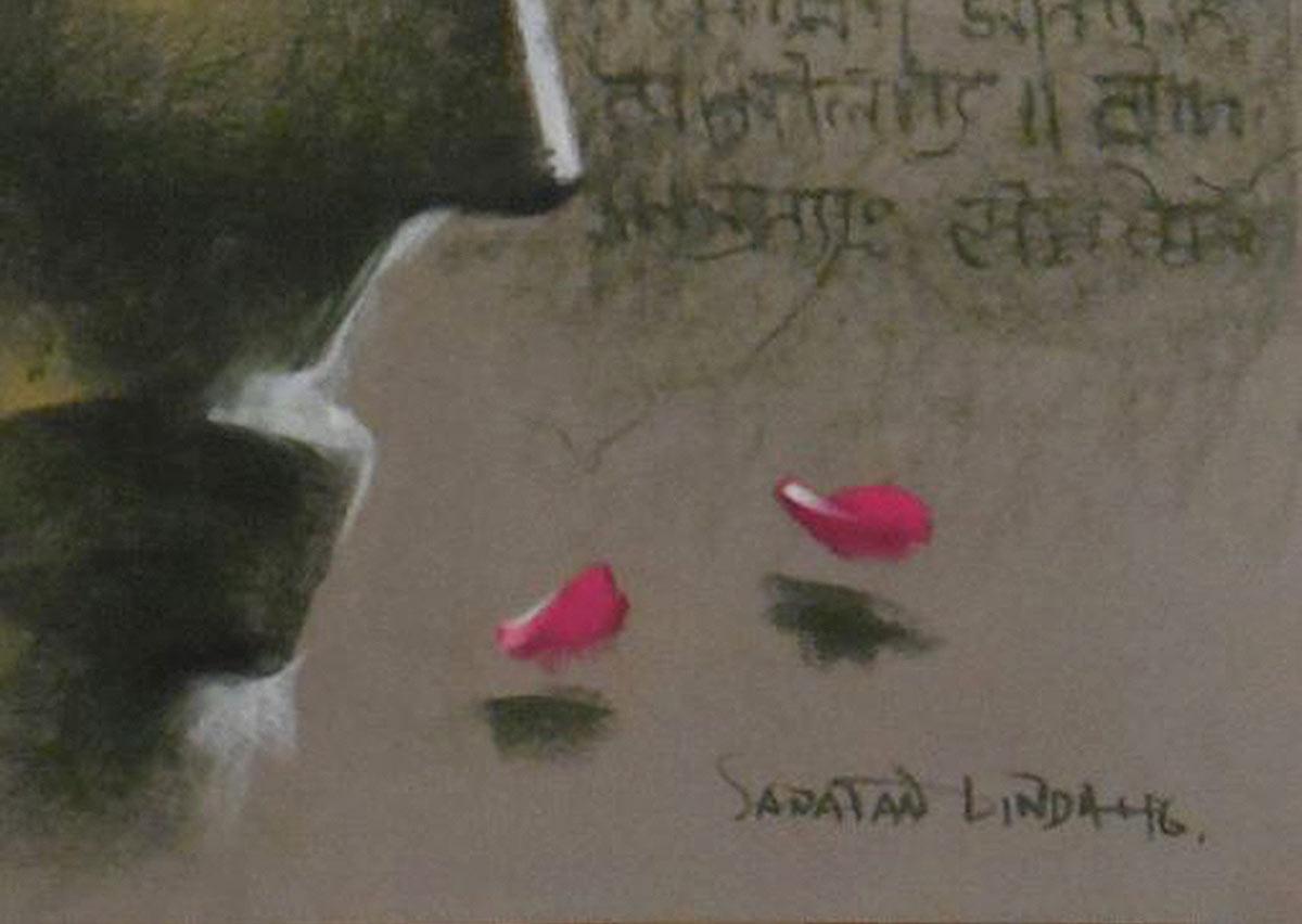 Sanatan Dinda - Yugpurush - 28 x 20 inches (unframed size)
Mixed Media on Paper
shipment  without frame

Style : Sanatan Dinda discovers the beautiful amidst the ruins of a dilapidated city; his work becomes lyrical while he puts his signature on
