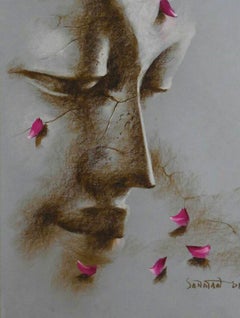 Yugpurush, Buddha, Mixed Media on Paper, Red Brown by Indian Artist "In Stock"
