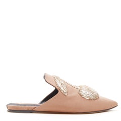 SANAYI 313 beige silver fabric embroidery slip on babouche slippers EU36