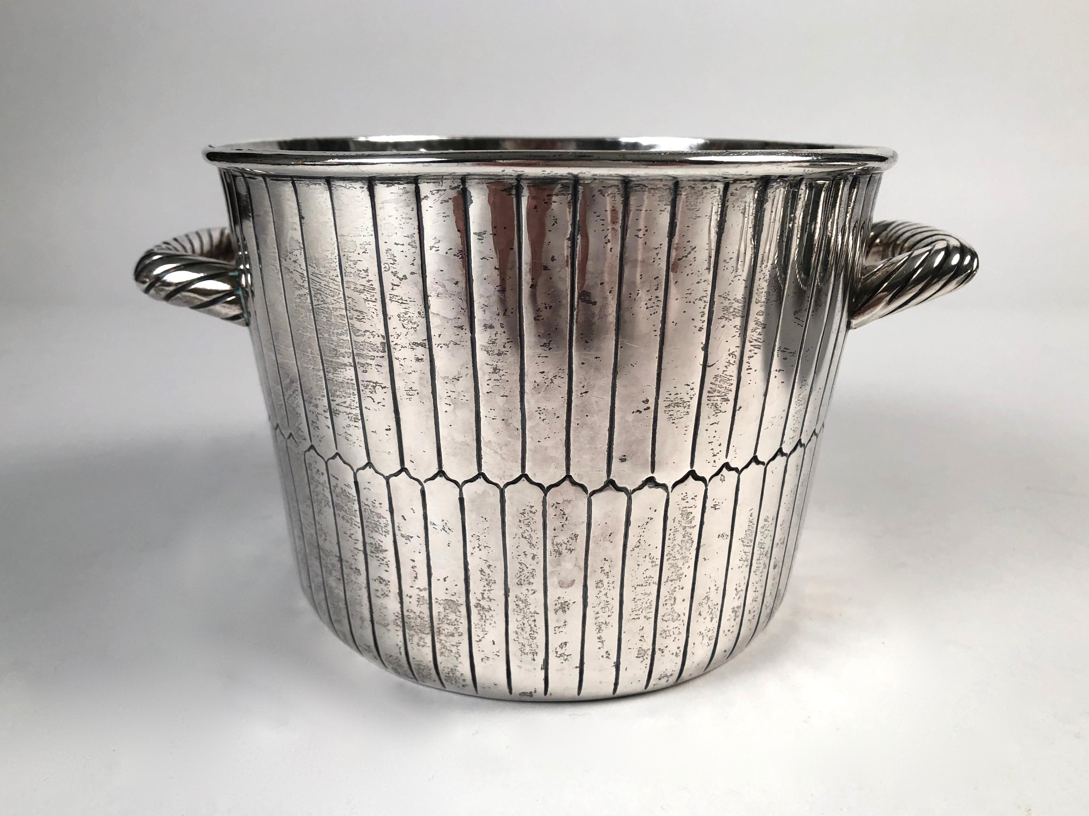 Art Deco Sanborns Mexican Sterling Silver Ice Bucket with Tongs and Tray 