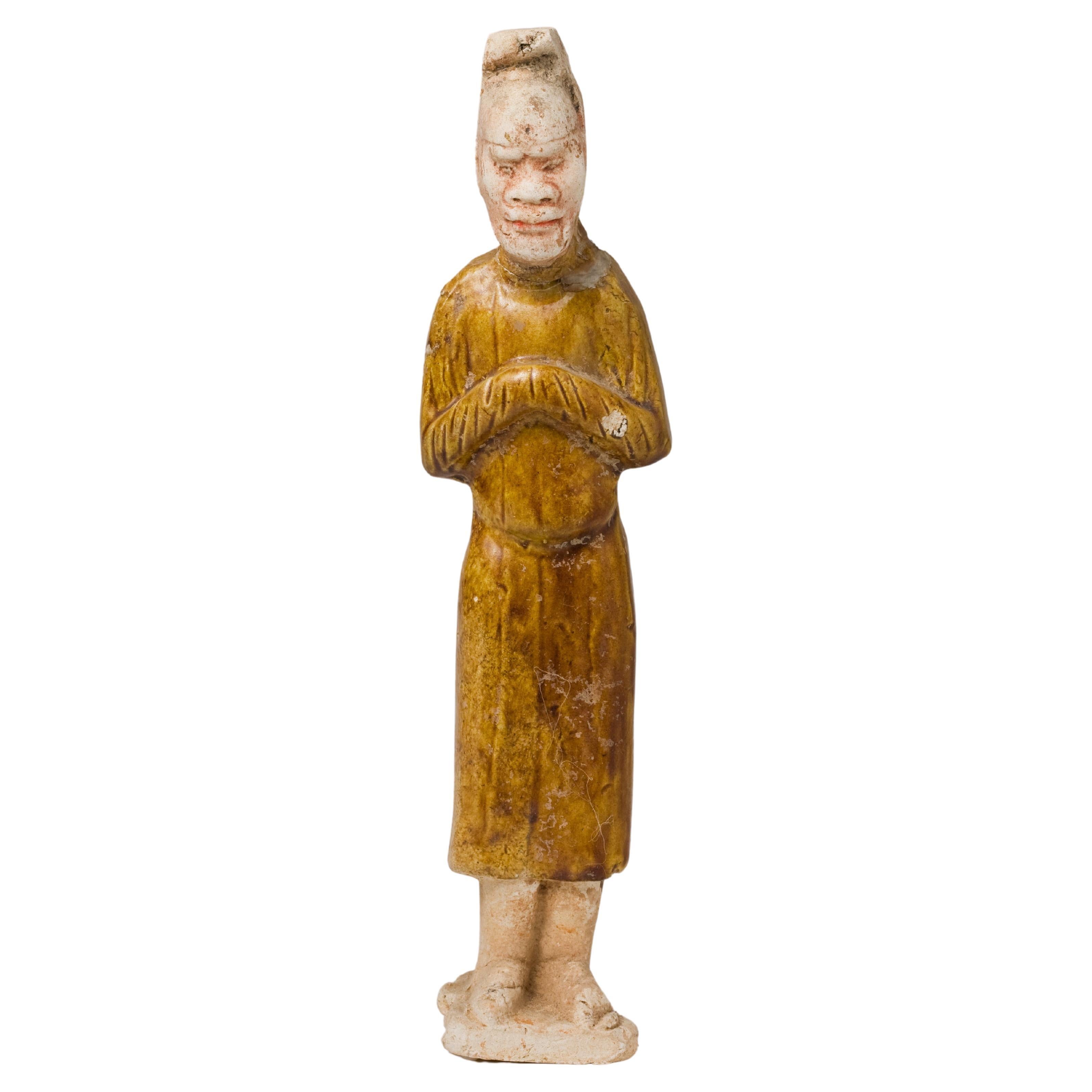 Sancai-Glazed Pottery Figure Of A Foreign Official, Tang Dynasty For Sale