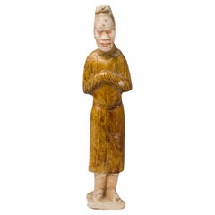 Antique Sancai-Glazed Pottery Figure Of A Foreign Official, Tang Dynasty