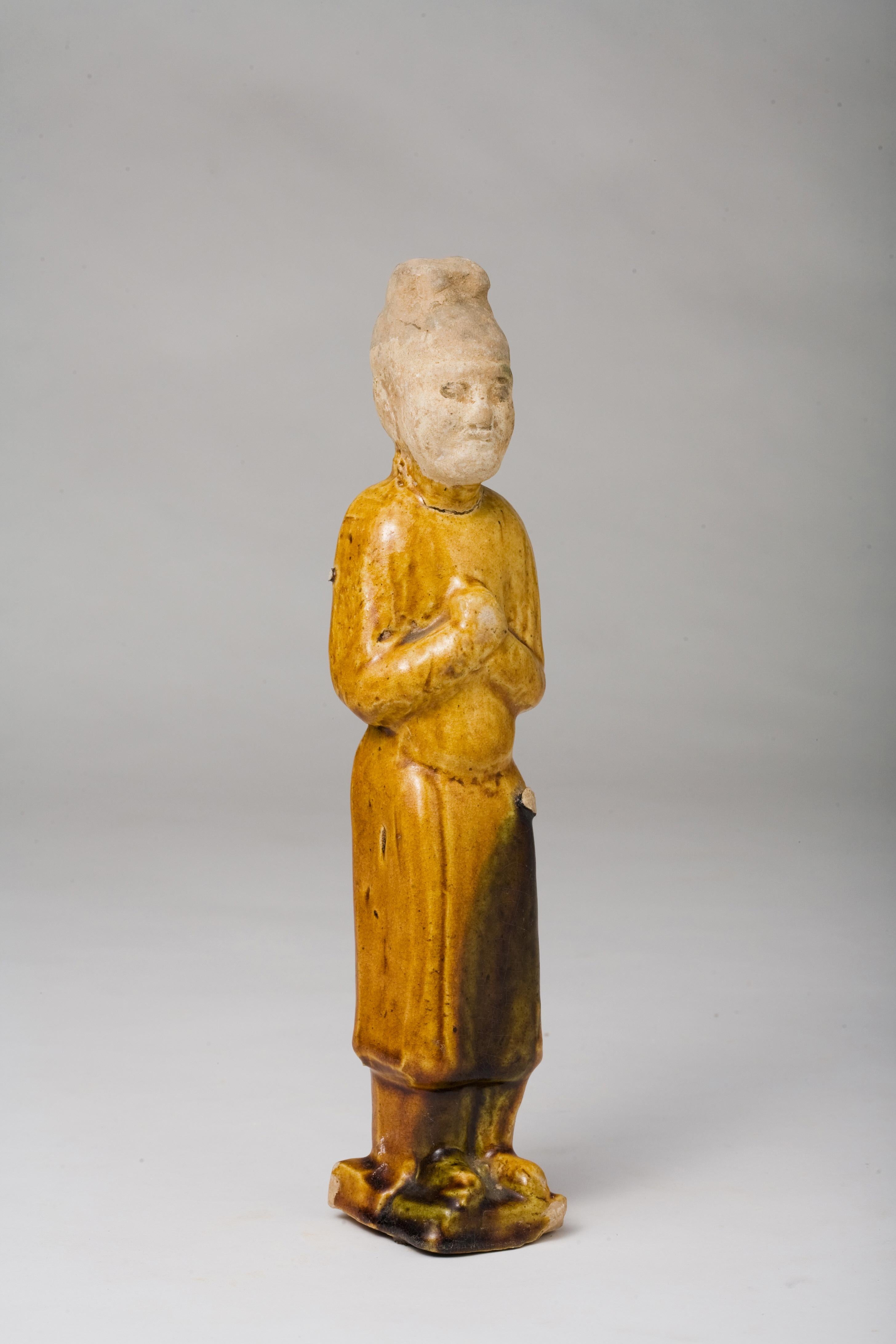 Chinese Sancai-Glazed Pottery Figure Of An Official, Tang Dynasty For Sale