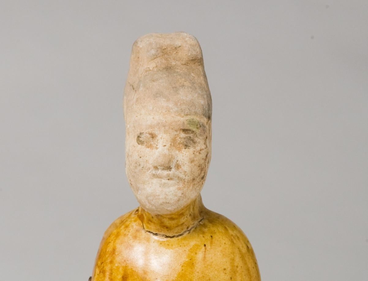 Sancai-Glazed Pottery Figure Of An Official, Tang Dynasty In Good Condition For Sale In seoul, KR