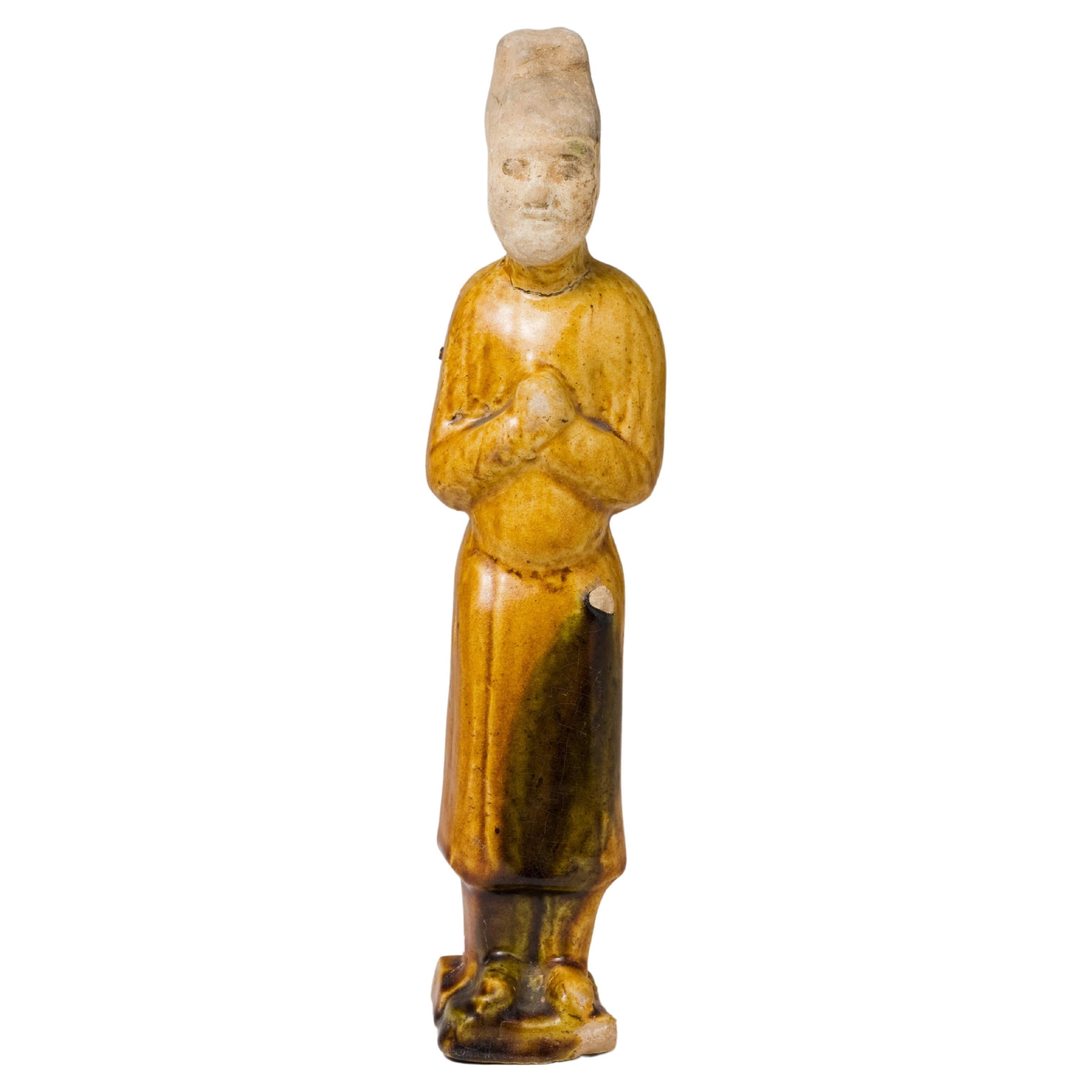 Sancai-Glazed Pottery Figure Of An Official, Tang Dynasty For Sale
