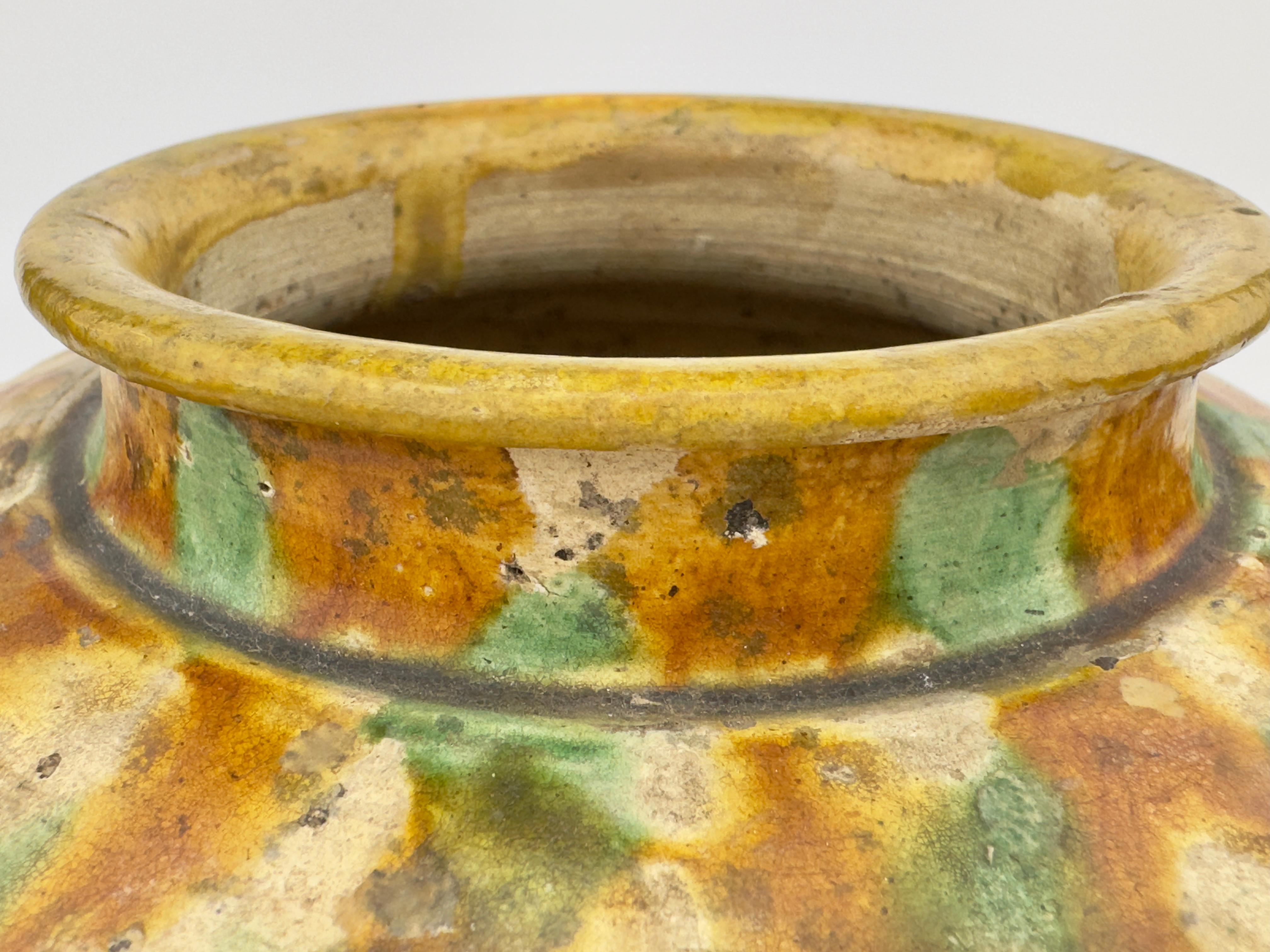 Sancai-Glazed Pottery Tripod Jar, Tang Dynasty For Sale 9