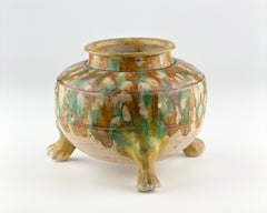 Sancai-Glazed Pottery Tripod Jar, Tang Dynasty