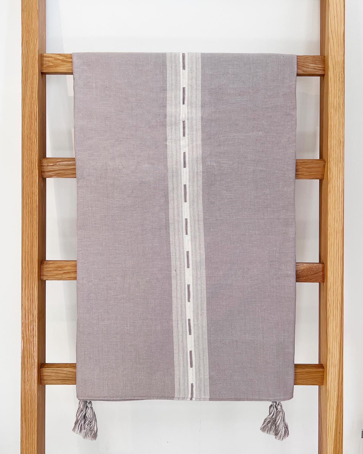Gray Cotton Tablecloth to elevate your dining experience
This table runner measures 116in by 68in.

This gray striped 100% cotton tablecloth is the perfect home accent for your kitchen or dining room. Great to put on the table at a holiday