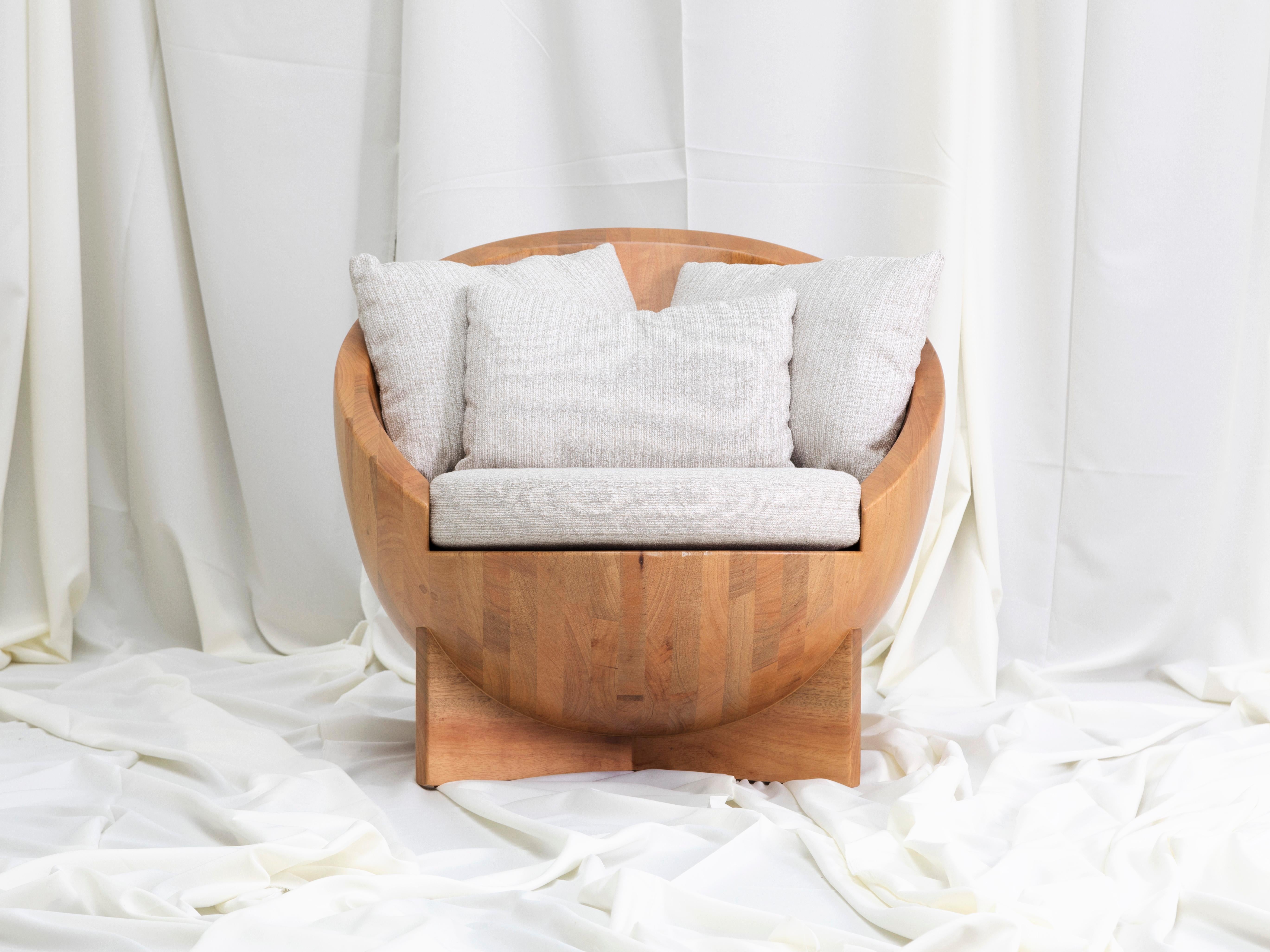 Sanctuary Lounge Chair by Laluz
Dimensions: W 92 x D 98 x H 83 cm
Materials: Bronze, Polyurethane, Feather filling, Guarango Wood, Synthethic Sponge filling, Textiles, Synthetic Fibers.
Weight: 65 kg.

LaLuz Design is a young, dynamic company that