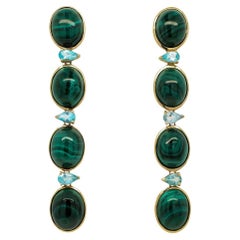 Sanctuary Malachite Earrings 3.7GMS 7.04CTW Malachite Cabochons and Apatite