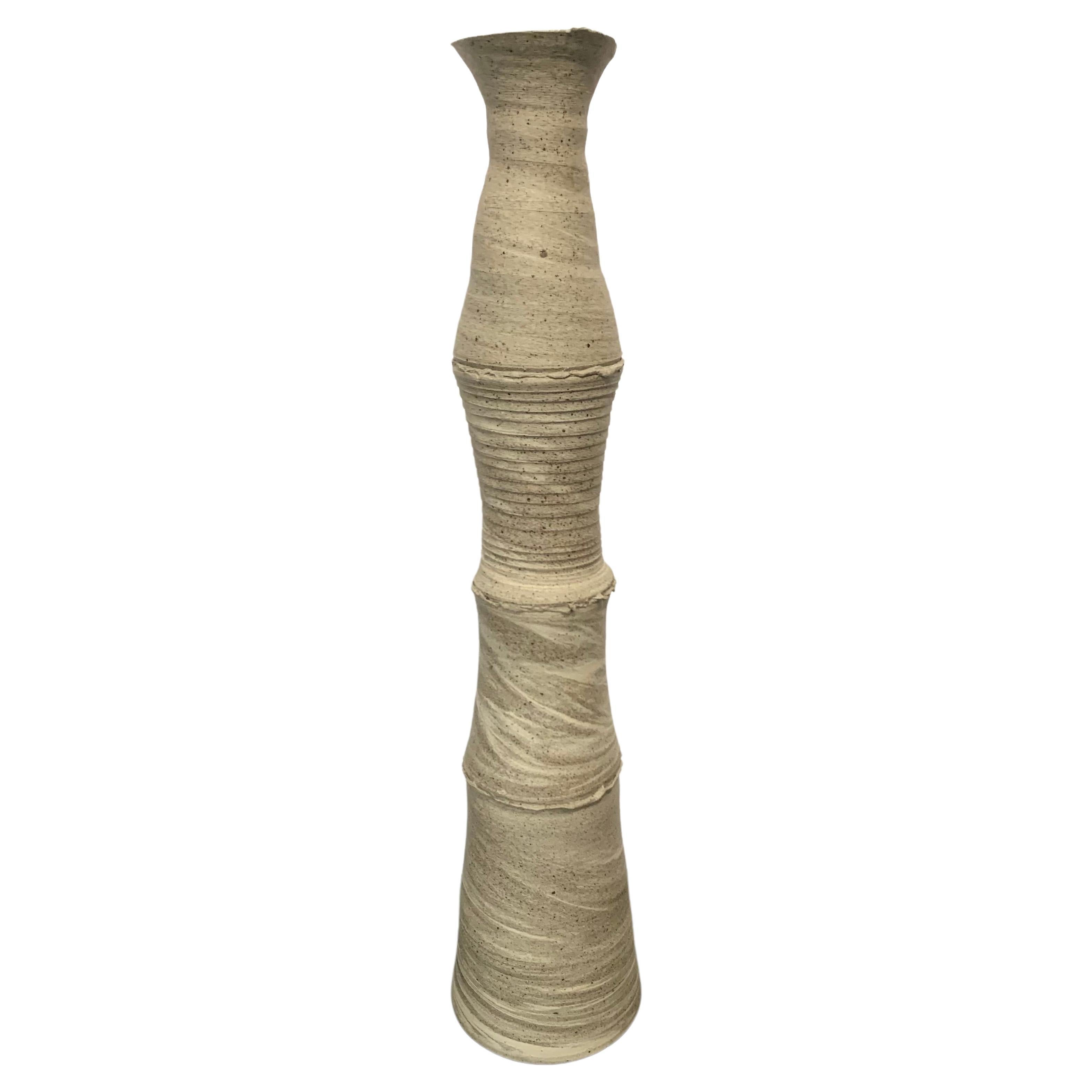 Sand And Basalt Color Vertebrae Design Stoneware Vase, Germany, Contemporary For Sale