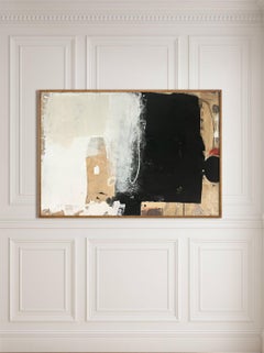 "Sabbia e inchiostro" Media mista astratta modernista di grandi dimensioni 57" x 43"