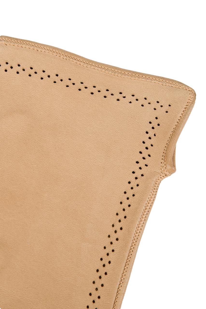 Sand Beige Smooth Kid Leather Gloves with Perforation Detailing, 1960s For Sale 1