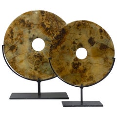 Sand, Brown, Black Color Set of Two-Stone Discs, China, Contemporary Sand, Brown, Black Color Set of Two-Stone Discs, China, Contemporary