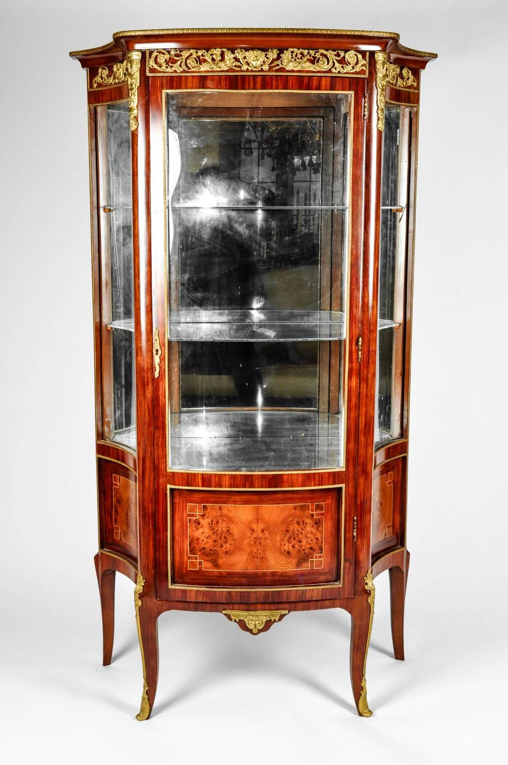 Sand Burl Wood Mahogany Hutch Cabinet  / Vitrine 3