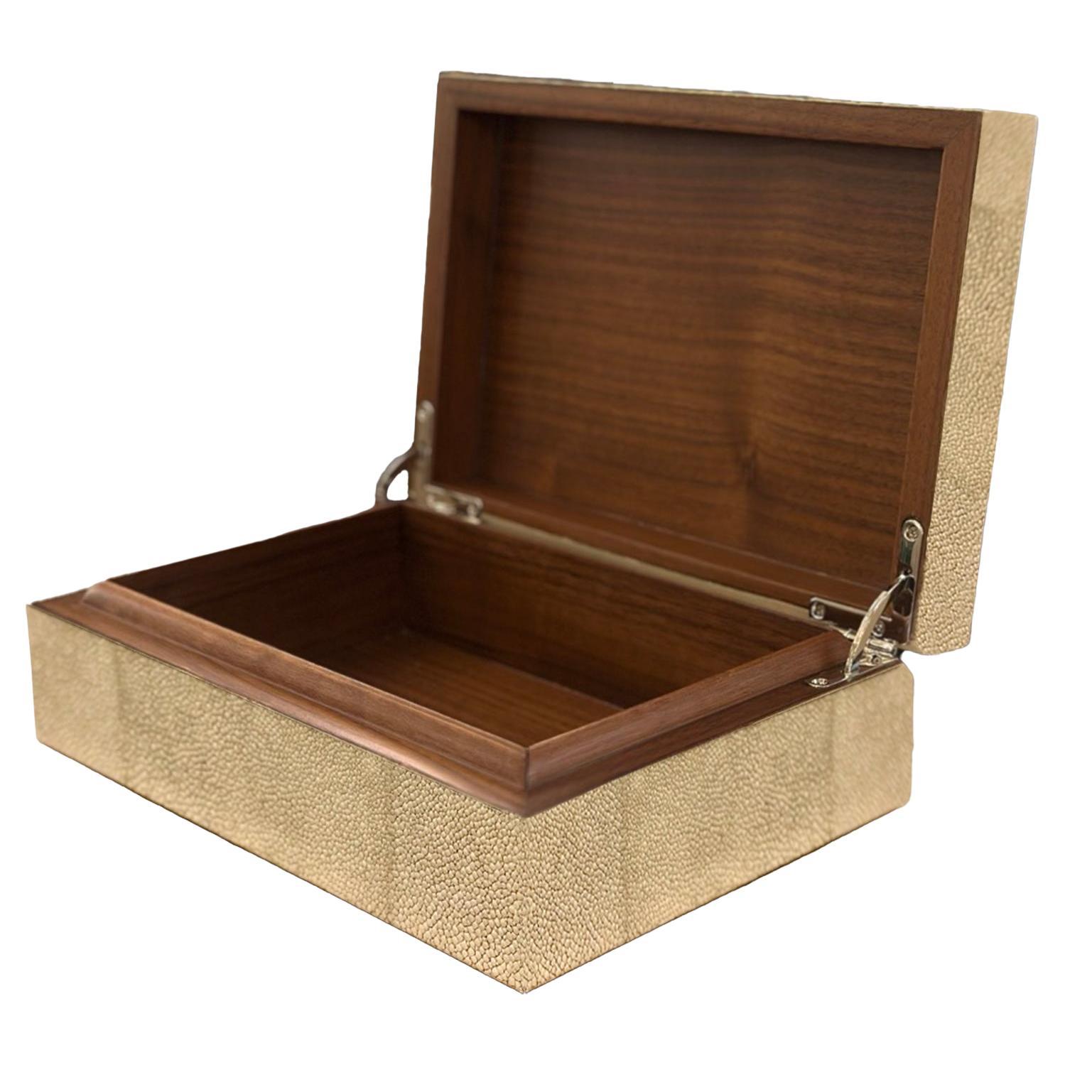 Sand Color Shagreen and Walnut Box
