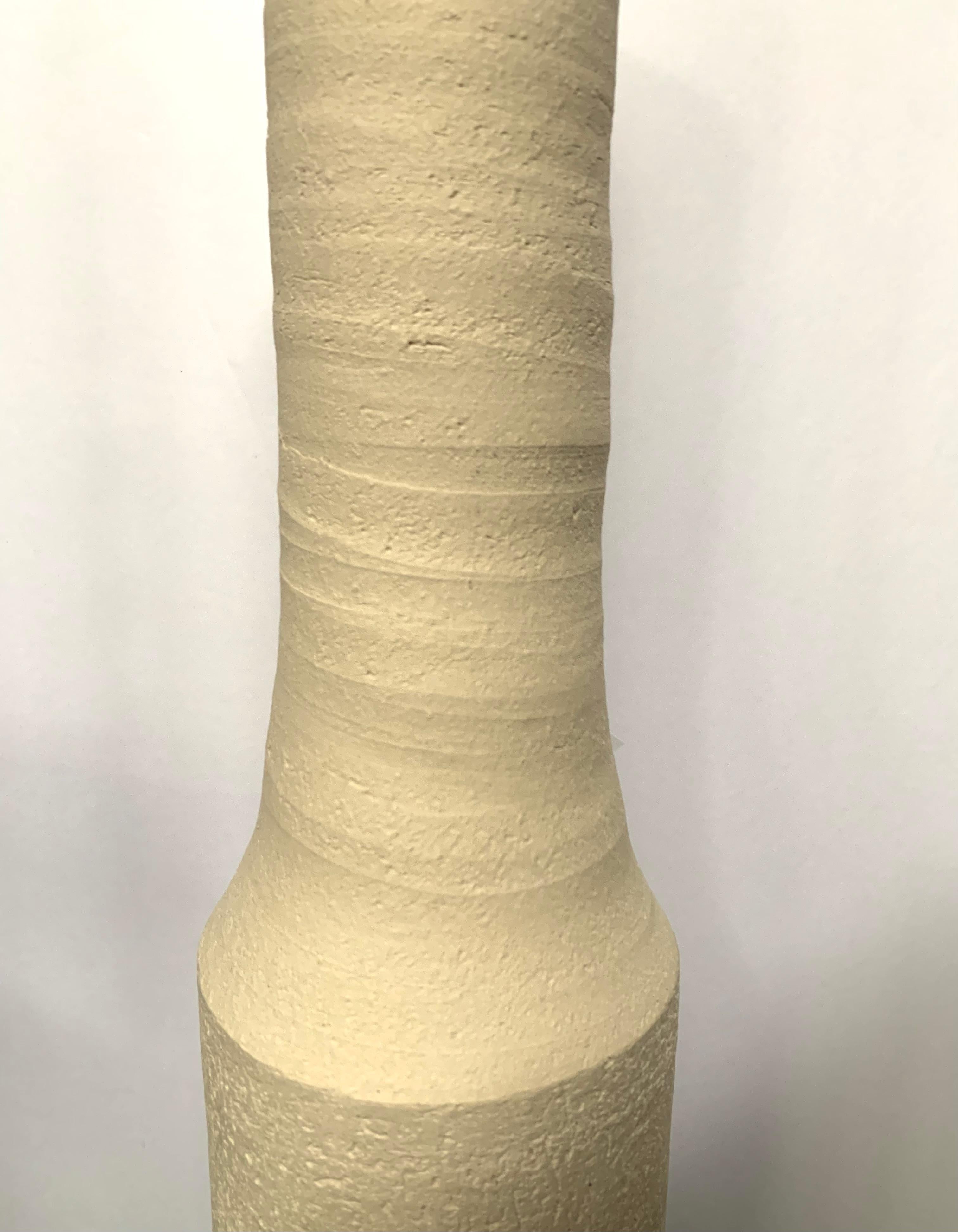 Sand Color Smooth Funnel Top Stoneware Vase, German, Contemporary In New Condition For Sale In New York, NY