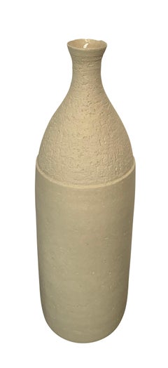 Sand Color Stoneware Smooth Bottom, Textured Top Vase, Germany, Contemporary