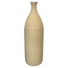 Sand Color Stoneware Smooth Bottom, Textured Top Vase, Germany, Contemporary