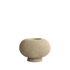Sand Color Textured Danish Design Round Vase, China, Contemporary