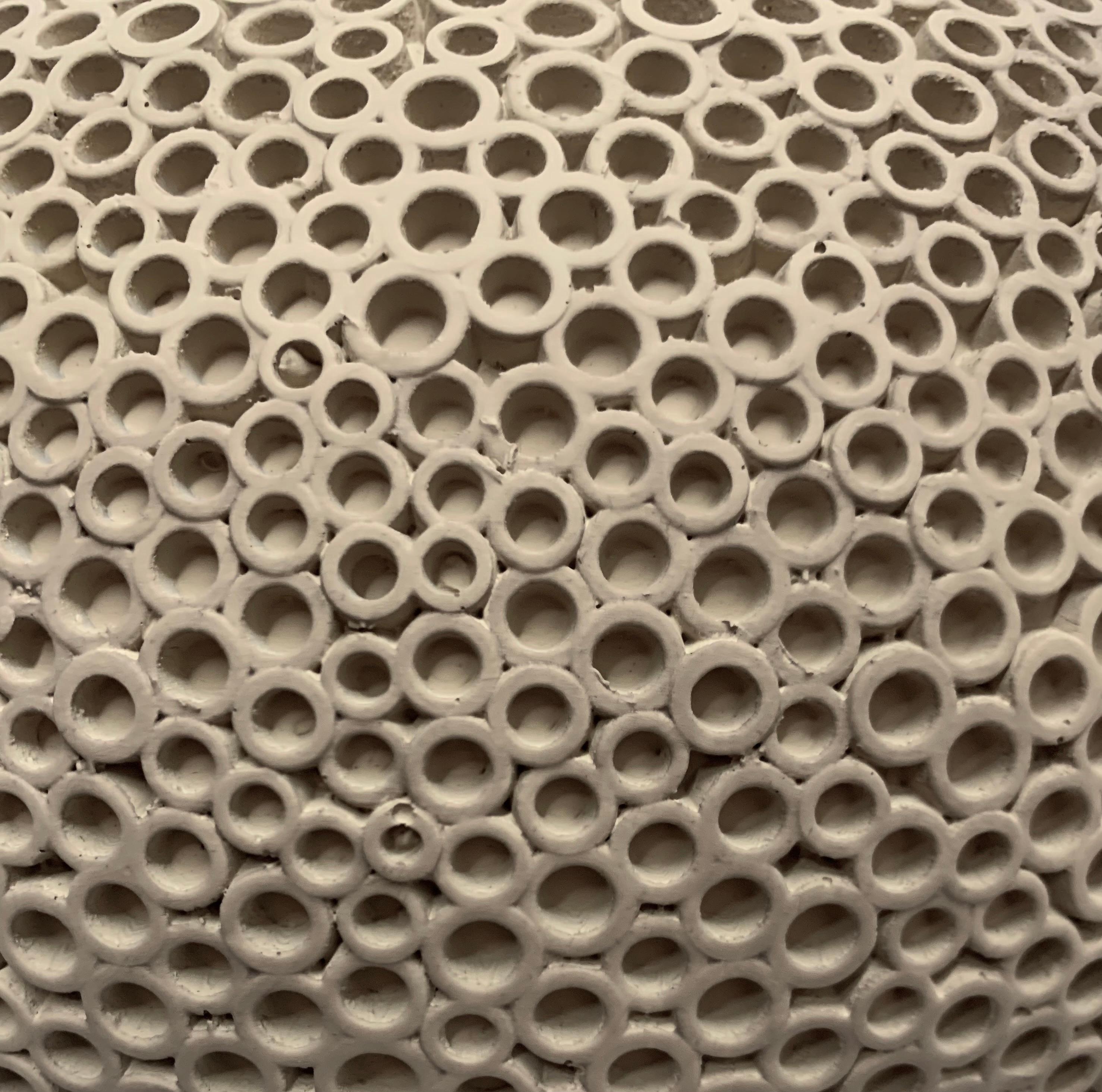 Ceramic Sand Color Textured Danish Design Round Vase, China, Contemporary For Sale