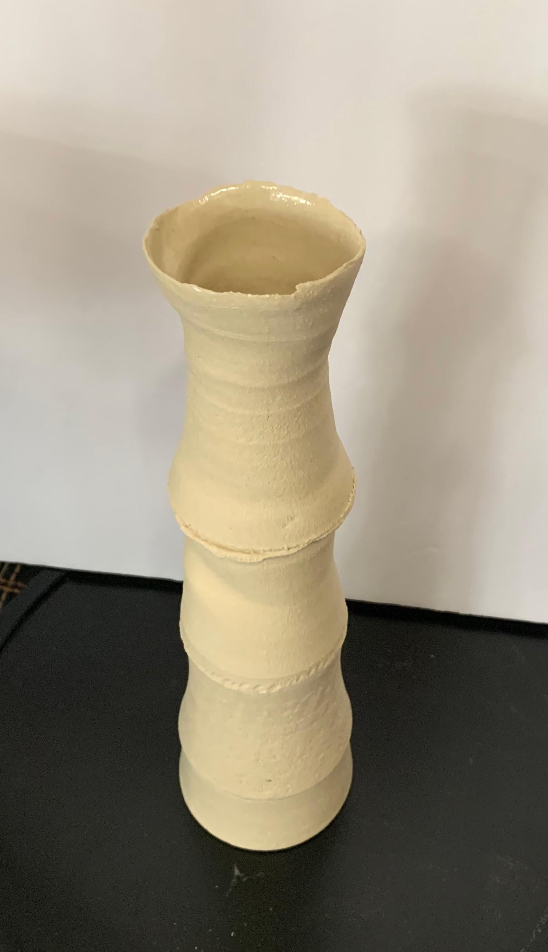 Sand Color Vertebrae Design Stoneware Vase, Germany, Contemporary In New Condition For Sale In New York, NY
