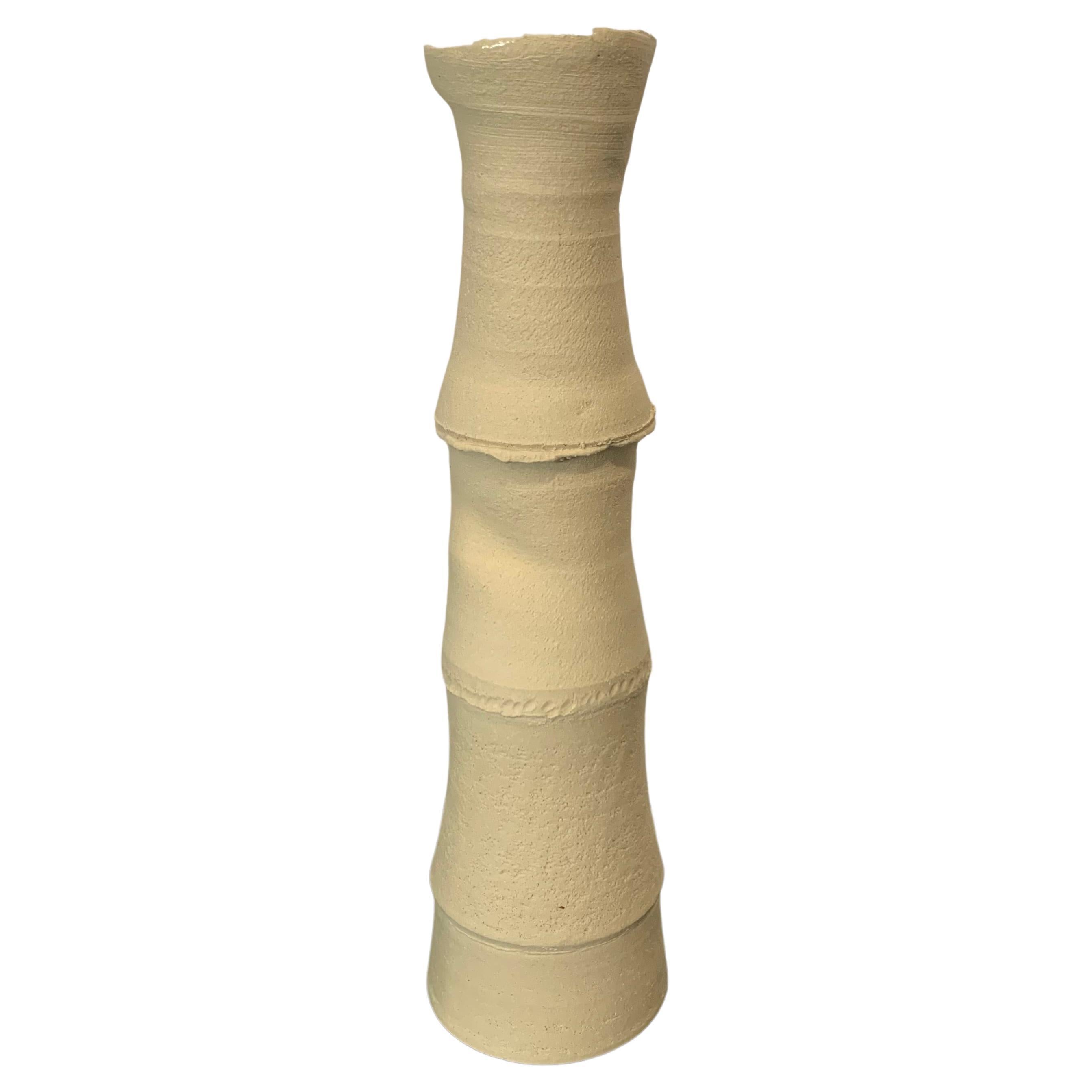 Sand Color Vertebrae Design Stoneware Vase, Germany, Contemporary