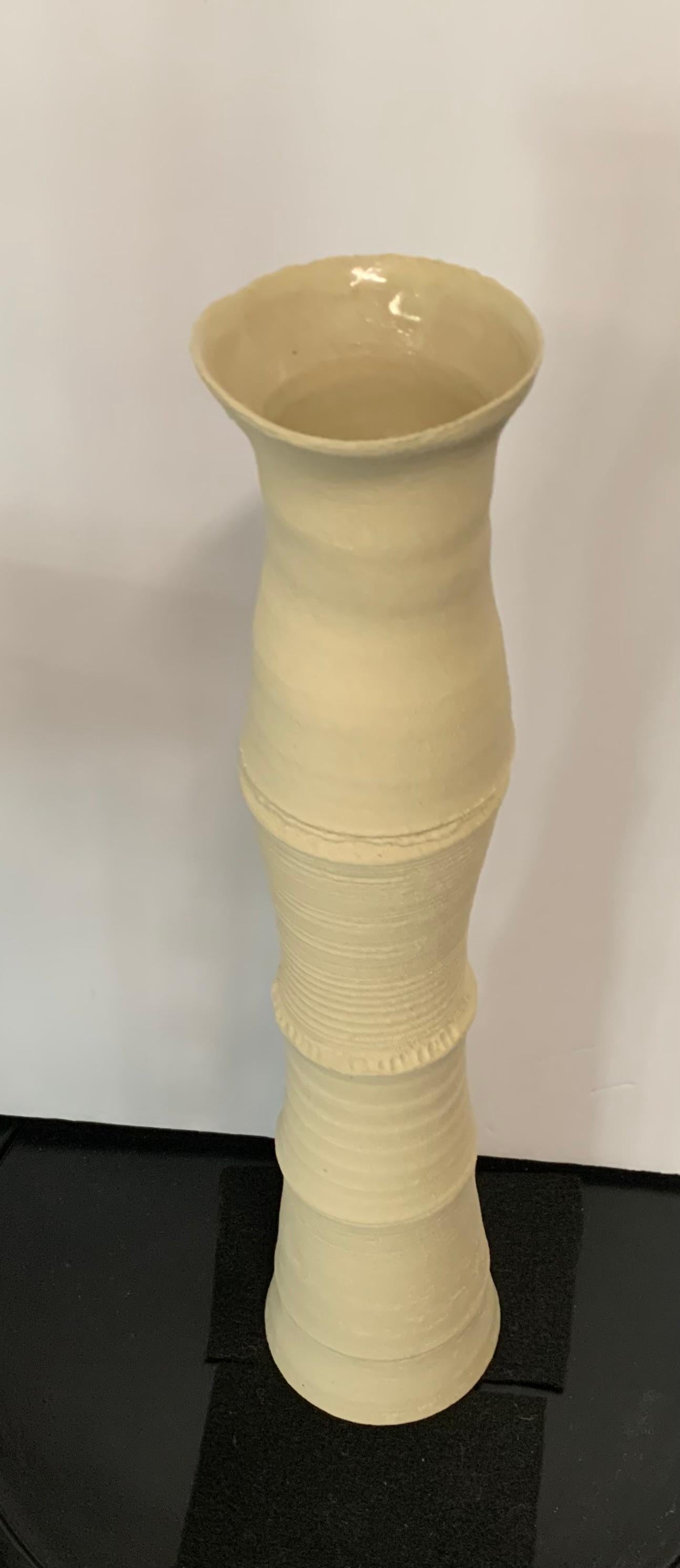 Sand Color Vertebrae Design Thin Stoneware Vase, Germany, Contemporary In New Condition For Sale In New York, NY