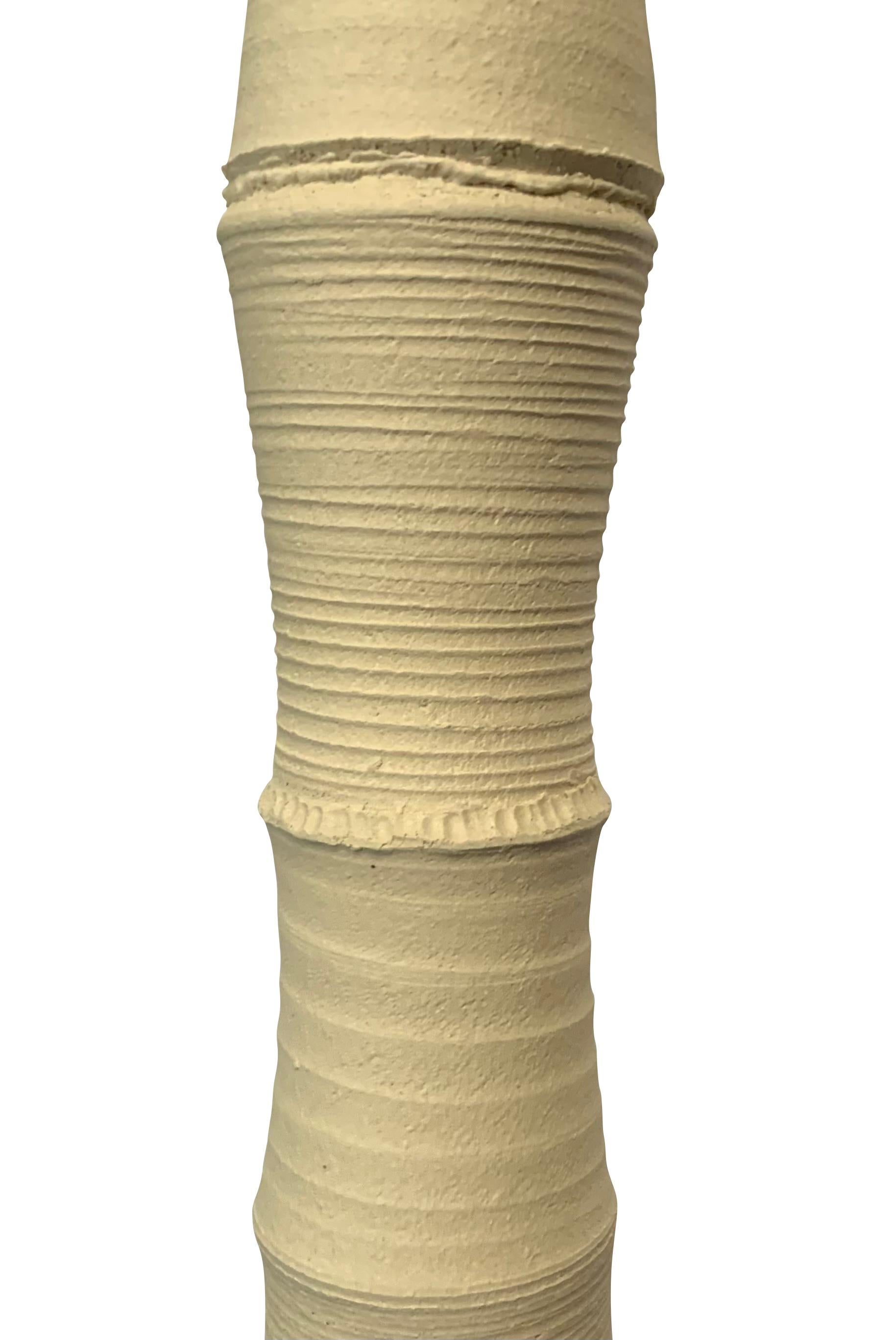 Sand Color Vertebrae Design Thin Stoneware Vase, Germany, Contemporary For Sale 1