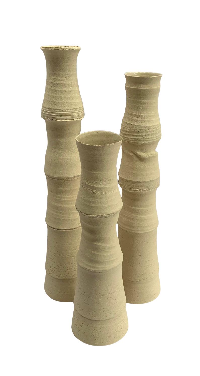 Sand Color Vertebrae Design Thin Stoneware Vase, Germany, Contemporary For Sale 3