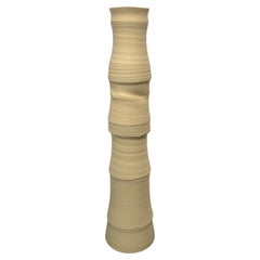 Sand Color Vertebrae Design Thin Stoneware Vase, Germany, Contemporary