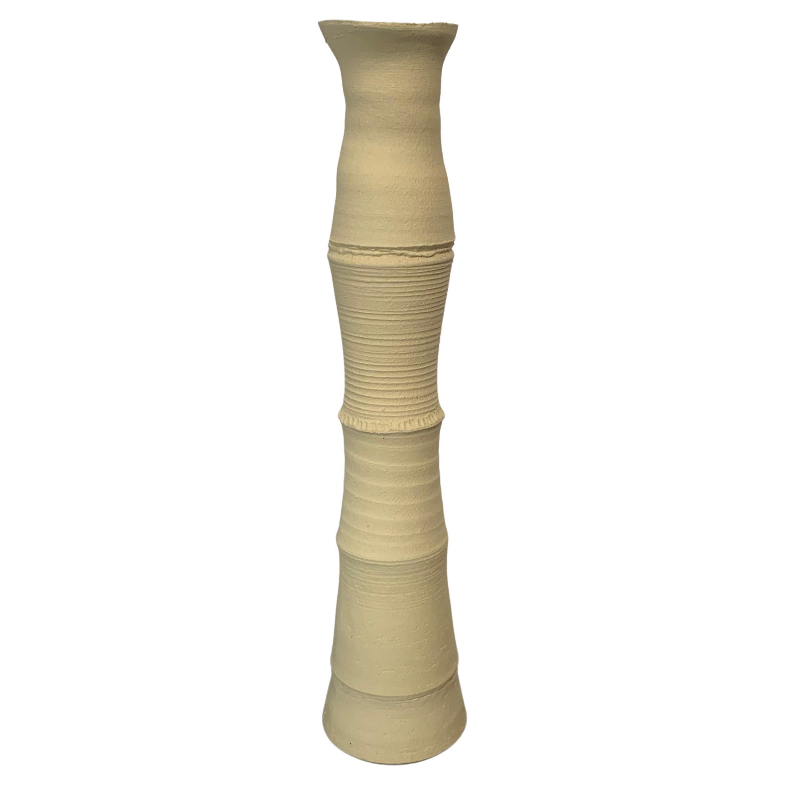 Sand Color Vertebrae Design Thin Stoneware Vase, Germany, Contemporary