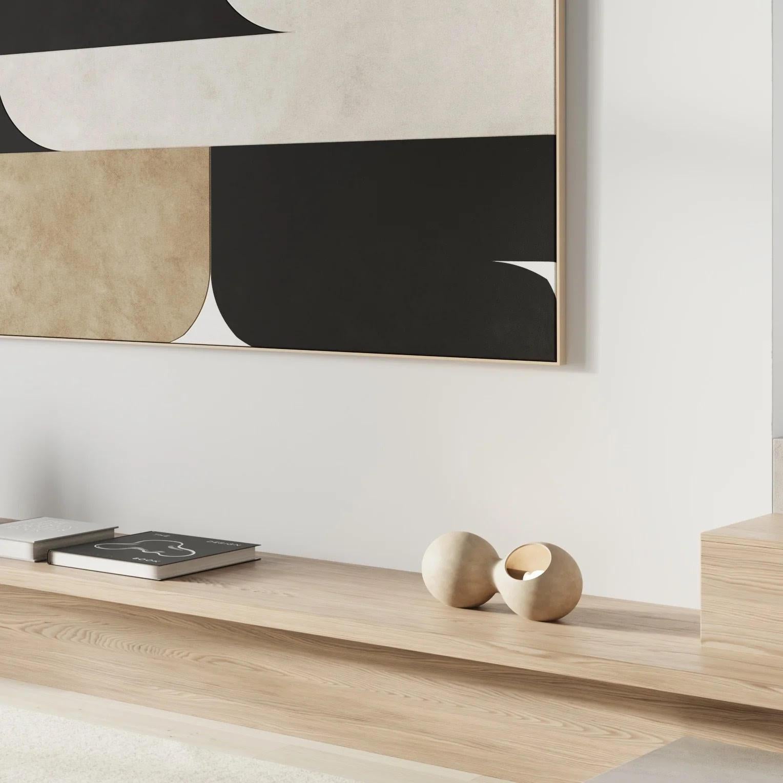 Sand-Coloured Ceramic Wall Lamp, Contemporary work. For Sale 3