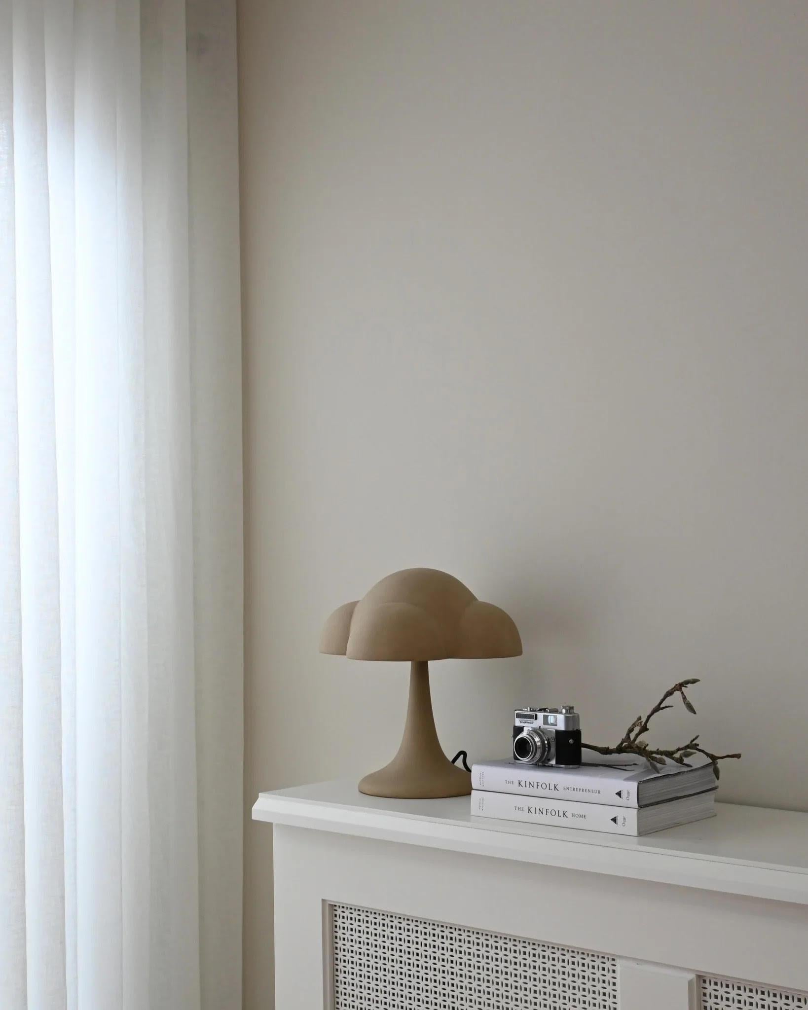 Sand-Coloured Table Lamp, Ceramic, Contemporary Work. For Sale 1