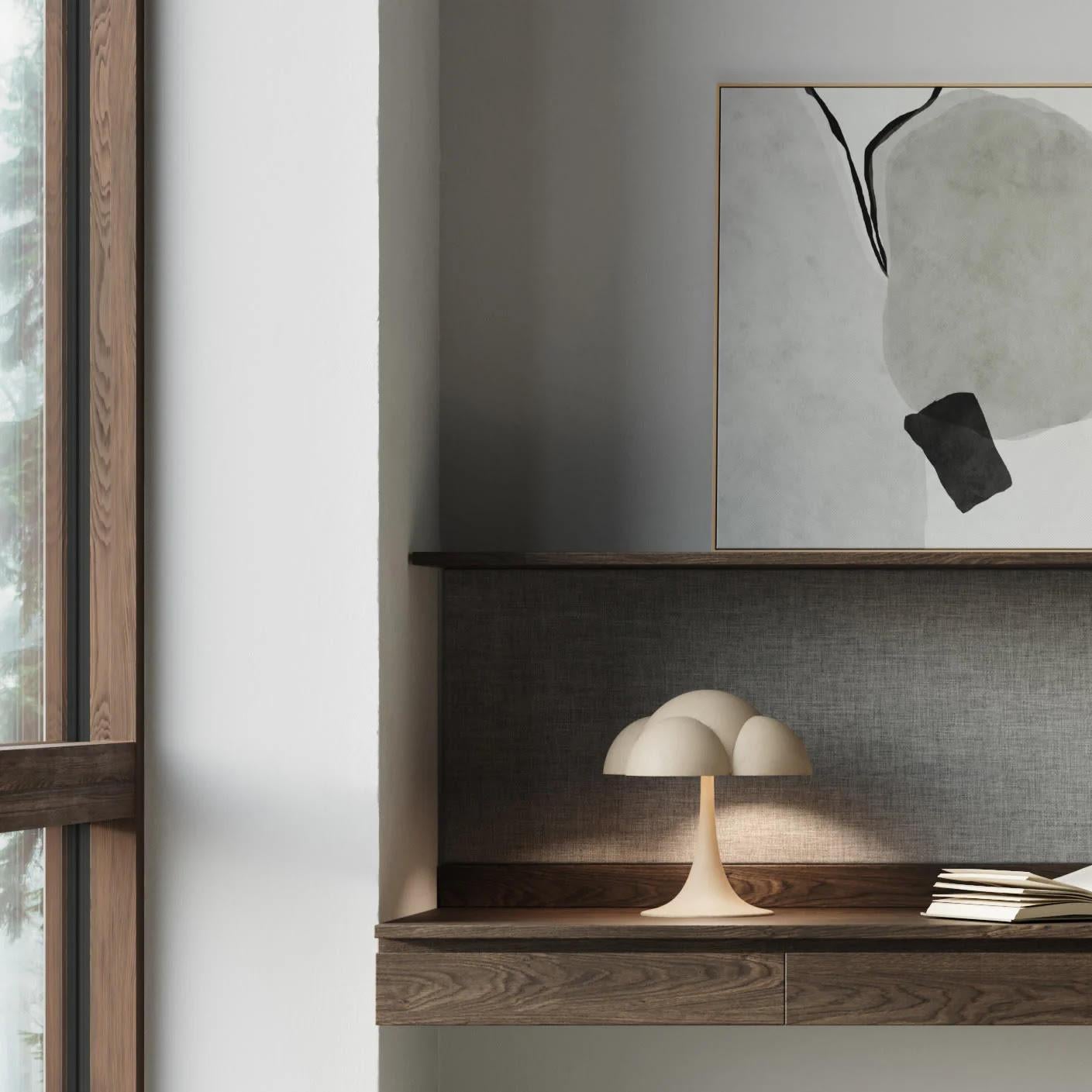 Sand-Coloured Table Lamp, Ceramic, Contemporary Work. For Sale 3