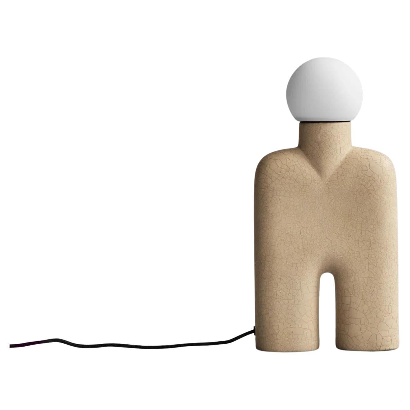 Sand Coloured Table Lamp, Ceramic, Contemporary Work.