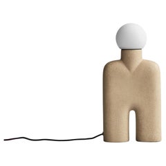 Sand Coloured Table Lamp, Ceramic, Contemporary Work.